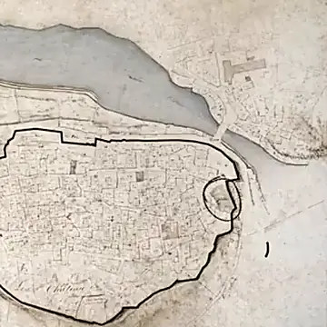 Plan ancien d'une ville fortifiée, symbole de l'accompagnement et des financements