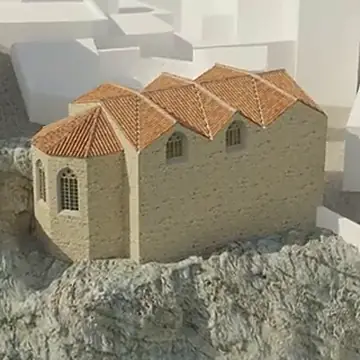 Église médiévale reconstituée en 3D sur son rocher