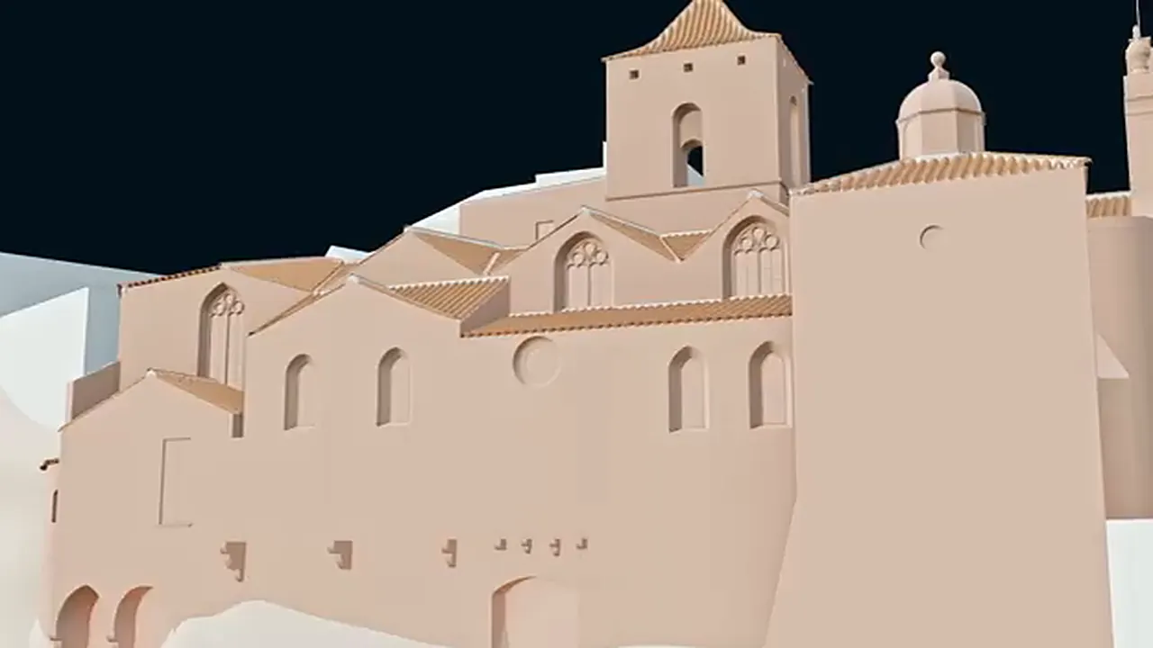Maquette 3D brute de l'église de la haute ville de Vaison-la-Romaine, avant l'application des textures