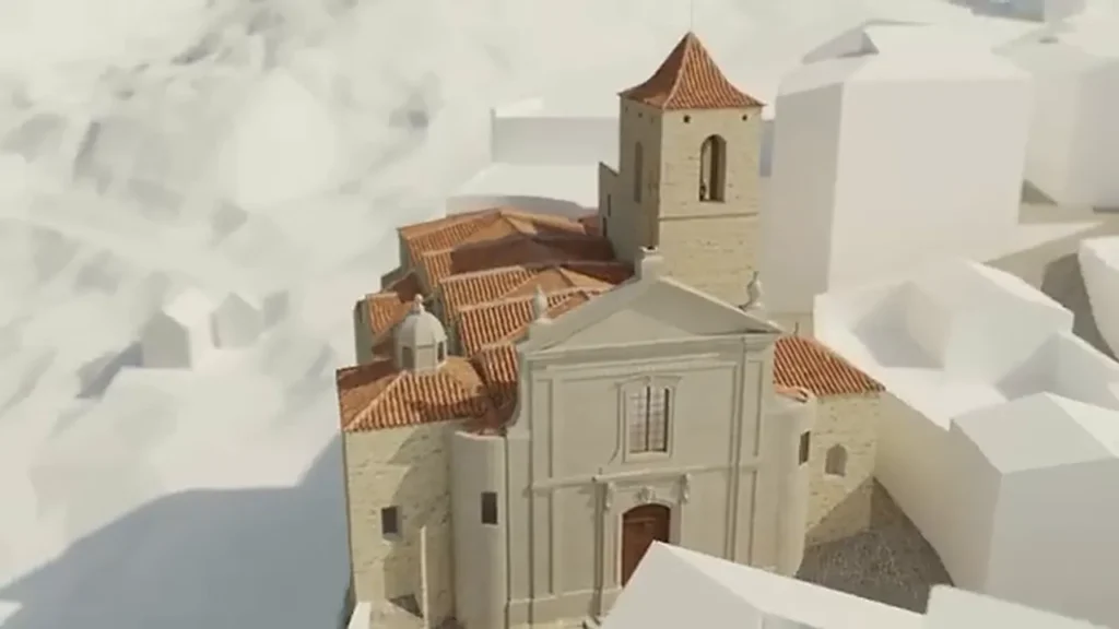Reconstitution 3D de l'église de la haute ville de Vaison-la-Romaine dans son quartier